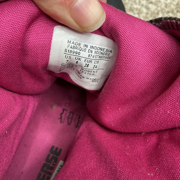 Converse Pink and Gray Plaid High-Top Boots - Picture 7 of 8